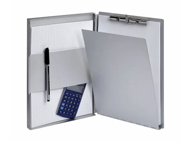Porte-bloc avec coffret MAULassist A4 ouverture latérale aluminium