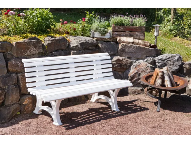 Kunststofbank 800x1500x450mm Zit H 450mm 13 Latten 2 Pootstellen Wit