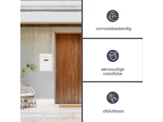 Brievenbus Ibiza Wit met naamplaatje incl. 2 sleutels 36x26x8cm - 7
