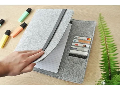 DESQ Schrijfmap A4 Dutch Design Grijs vilt met clipboard en elastiek