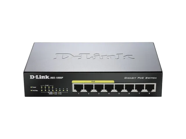 D-Link DGS-1008P/E DGS-1008P Netwerk switch 8 poorten 1 GBit/s PoE-fun