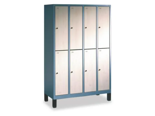 Dubbeldekse lockerkast,HxBxD 1850x420x500mm,romp RAL7021,front RAL3003