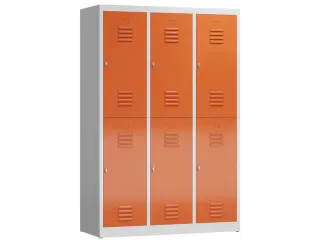 Dubbeldekse garderobekast 1800x1185x500mm 3x2vak 400mm RAL7035 RAL3000 - 1