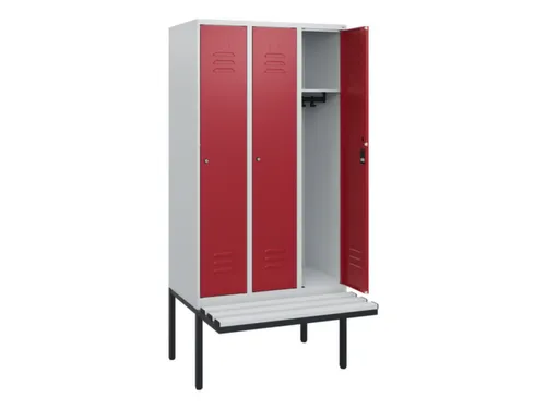 locker met bank,HxBxD 1950x900x815mm,3vak,vak B 300mm,cil.-slot