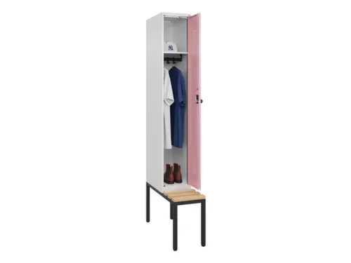 locker met bank,HxBxD 2120x300x815mm,1vak,vak B 300mm,draaigrendel
