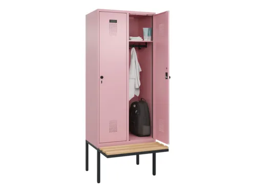 locker met bank,HxBxD 2120x800x815mm,2vak,vak B 400mm,draaigrendel