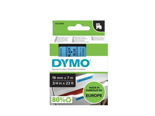 Labeltape Dymo 45806 D1 S720860 19mmx7m zwart op blauw