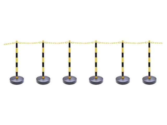 Kettingstaander-set Kunststof 6 Kettingstaanders Ronde Voet 10m