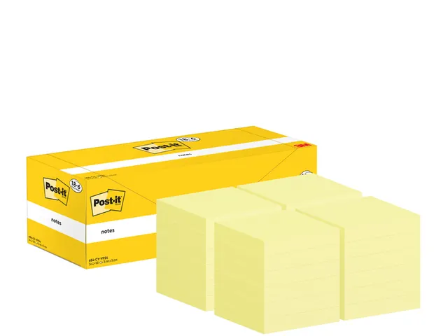 Notes 3M Post-it 654-CY 76x76mm jaune lot promo