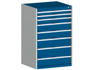 ladekast HxBxD 1200x800x750mm 8laden romp RAL7035 front RAL5010 - 1