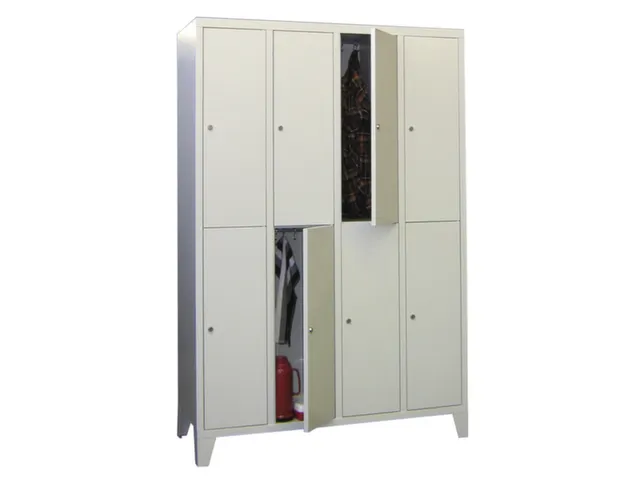 lockerkast,HxBxD 1850x1200x500mm,4x2vakken,RAL7035,front RAL7035