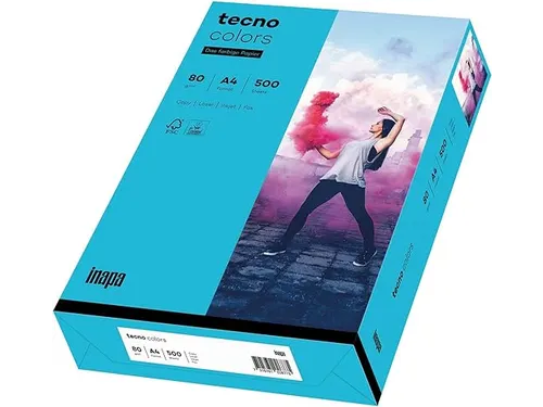 Inapa Tecno colors Gekleurd papier A4 Blauw 80 gram 500vel