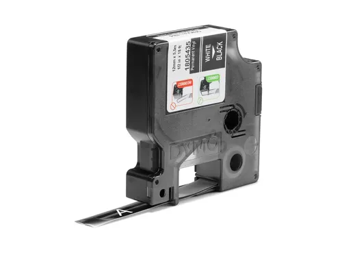 Labeltape Dymo Rhino 18054 Vinyl 12mmx5.5m Wit Op Zwart