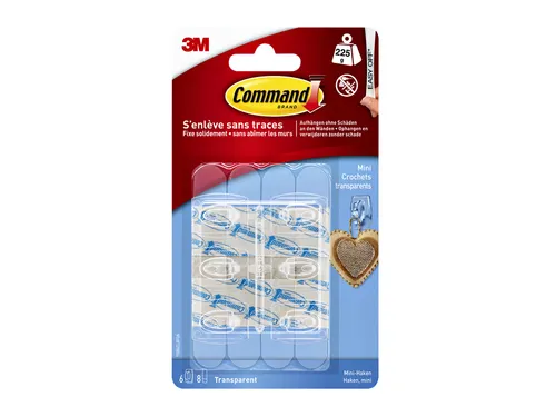 Haak Command mini inclusief bevestigingsstrip transparant 6 stuks