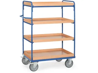 Etagewagens 4 Etages Met Rand Hout 8221 600kg 1000x600mm Ral5007 - 1