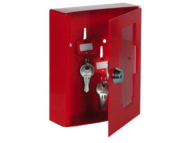 Noodsleutelkast Staalplaat Hxbxd 150X120X34Mm Rood cilinderslot