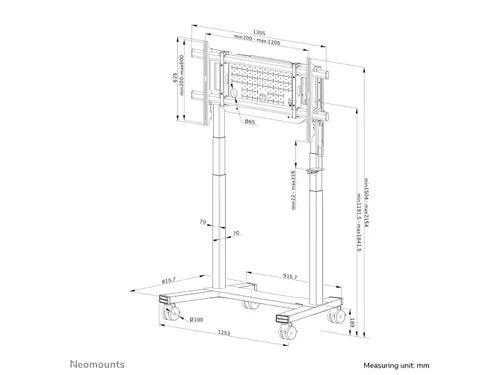 Neomounts MOVE Lift XL FL55-975BL1 TV trolley 75-115 inch - max 160 kg