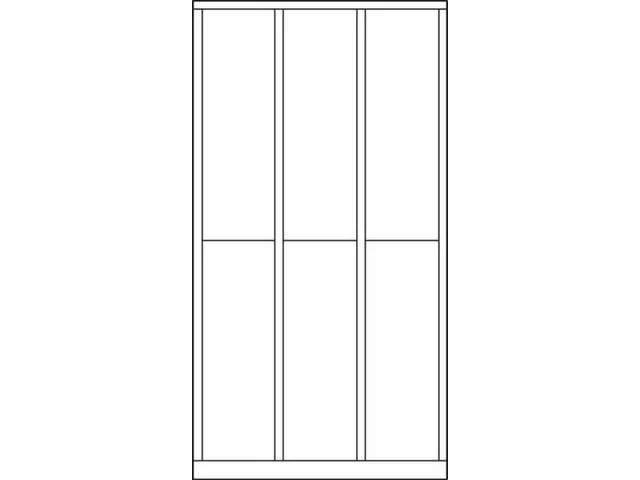lockerkast,HxBxD 1850x1200x500mm,3x2vakken,RAL7035,front RAL6011