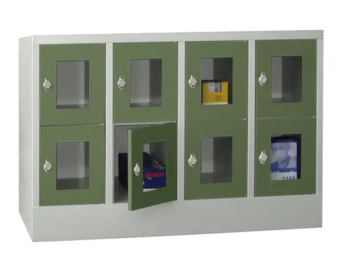 lockerkast,HxBxD 855x1200x500mm,4x2vakken,RAL7035,front RAL6011