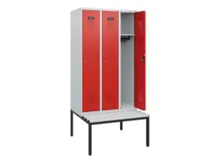 locker met bank,HxBxD 1950x900x815mm,3vak,vak B 300mm,cilinderslot