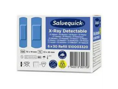 Salvequick Blue X-Ray Detectable-pleister 510003320 4 stuks