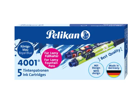 Inktpatroon Pelikan 4001 voor Lamy vulpen blauw doosje à 5 stuks