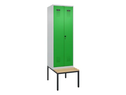 locker met bank,voor scheiding van kleding,HxBxD 2120x600x815mm,2vak