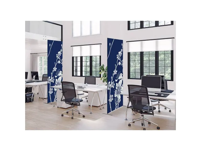 Cloison de séparation Textile Deco 85x200 Fleurs japonaises Bleu ECO
