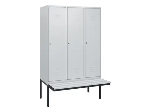 locker met bank,HxBxD 1950x1200x815mm,3vak,vak B 400mm,cil.-slot