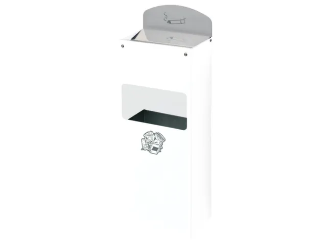 Combi-Asbak 500x200x125mm Achterwand Verzinkt Plaatstaal Wit