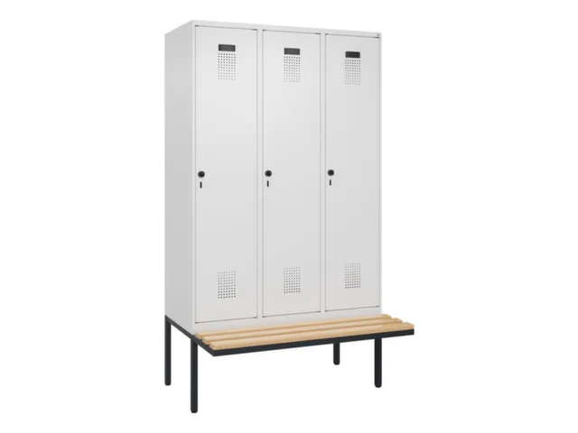 locker met bank,voor scheiding van kleding,HxBxD 2120x1200x815mm,3vak