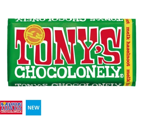 Chocolade Tony's Chocolonely reep 180gr melk hazelnoot