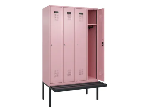 locker met bank,HxBxD 2120x1200x815mm,4vak,vak B 300mm,cilinderslot