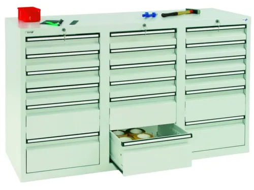 ladekast,HxBxD 900x1500x500mm,18lade(n),centr. vergrendeling