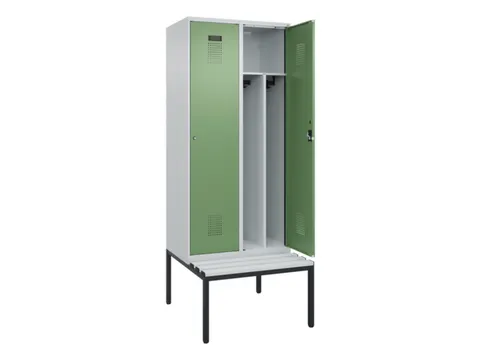 locker met bank,voor scheiding van kleding,HxBxD 2120x800x815mm,2vak