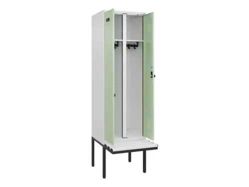 locker met bank,voor scheiding van kleding,HxBxD 2120x600x815mm,2vak