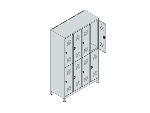 dubbeldekse locker,HxBxD 1950x1200x500mm,4x2vak.,vak B 300mm