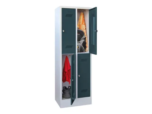 dubbeldekse locker,HxBxD 1850x600x500mm,2x2vak.,RAL7035,front RAL7016