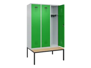 locker met bank,HxBxD 2120x1200x815mm,3vak,vak B 400mm,cilinderslot - 1