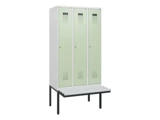 locker met bank,HxBxD 1950x900x815mm,3vak,vak B 300mm,cilinderslot - 2
