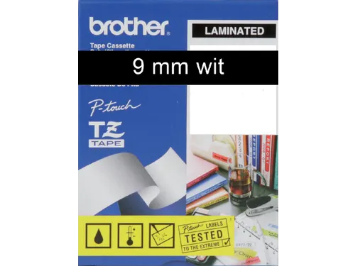 Labeltape Brother P-touch TZe-325 standaard 9mm wit op zwart
