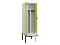 PBM-locker met bank,HxBxD 2120x600x815mm,2vak,vak B 300mm,draaigrendel