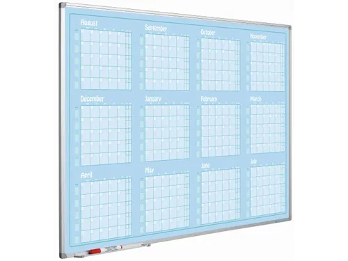 Magnetische Jaarplanner 90x120cm Blauw Softline Profiel Aug-Jul Engels