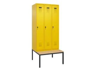 locker met bank,HxBxD 2120x900x815mm,3vak,vak B 300mm,draaigrendel - 3