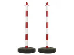 Afzetpaal Rood Wit Voor Signalisatieketting Set 2 stuks