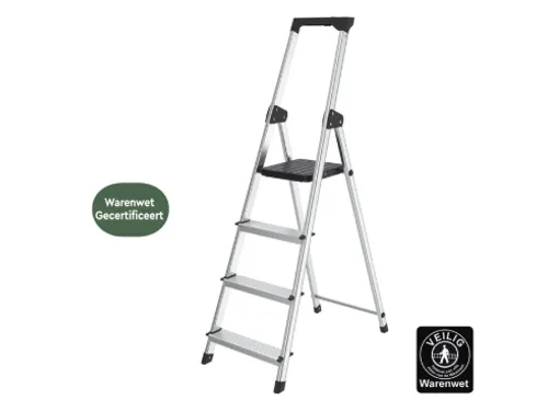Huishoudtrap BRASQ 4 treden aluminium SLA400 zilver