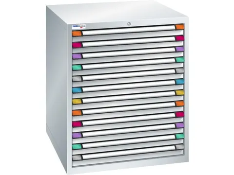 ladekast HxBxD 1000x805x695mm 12laden RAL7035 front RAL7035