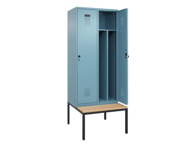 locker met bank,voor scheiding van kleding,HxBxD 2120x800x815mm,2vak