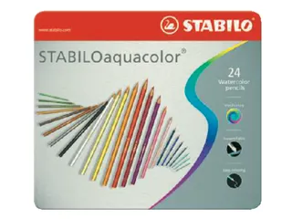 Kleurpotloden Stabilo Aquacolor 24Stuks Metalen Etui Assorti - 1