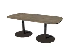 Linesto vergadertafel 200x100 deens ovaal logan eiken 25mm zwart